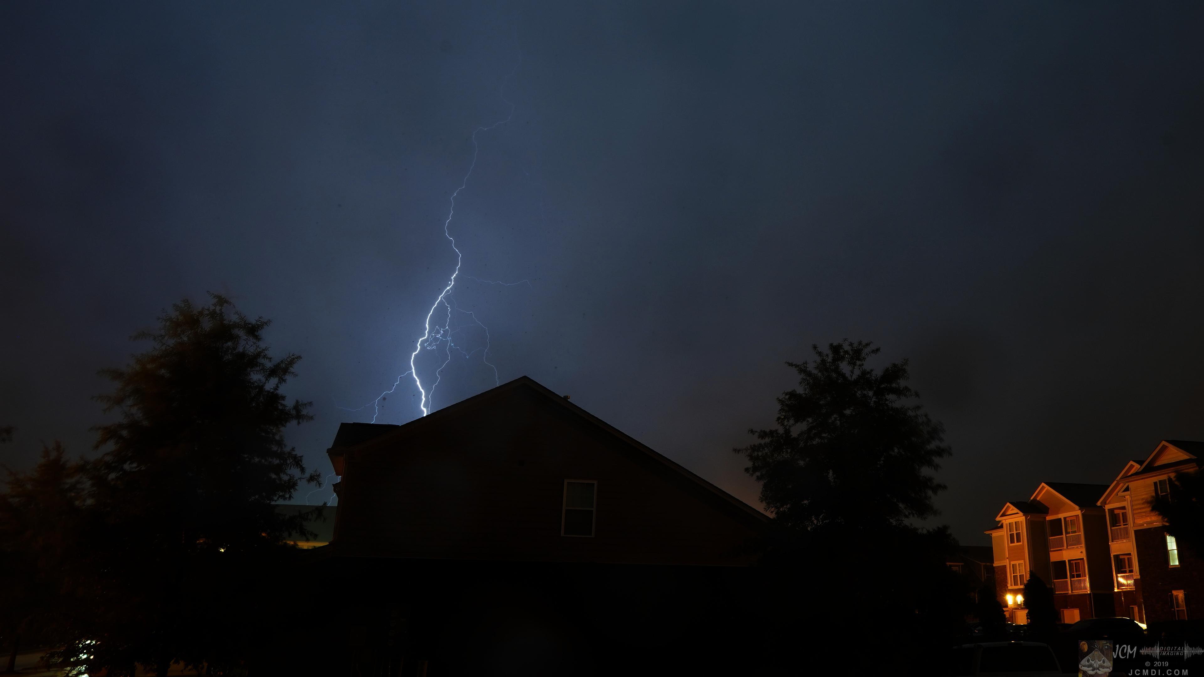 Severe thunderstorm lightning bolt lights up the sky in Tennessee